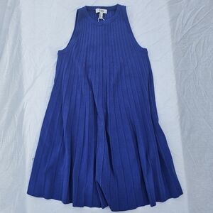 Cos New Pleated A-Line Mini Dress blue size medium